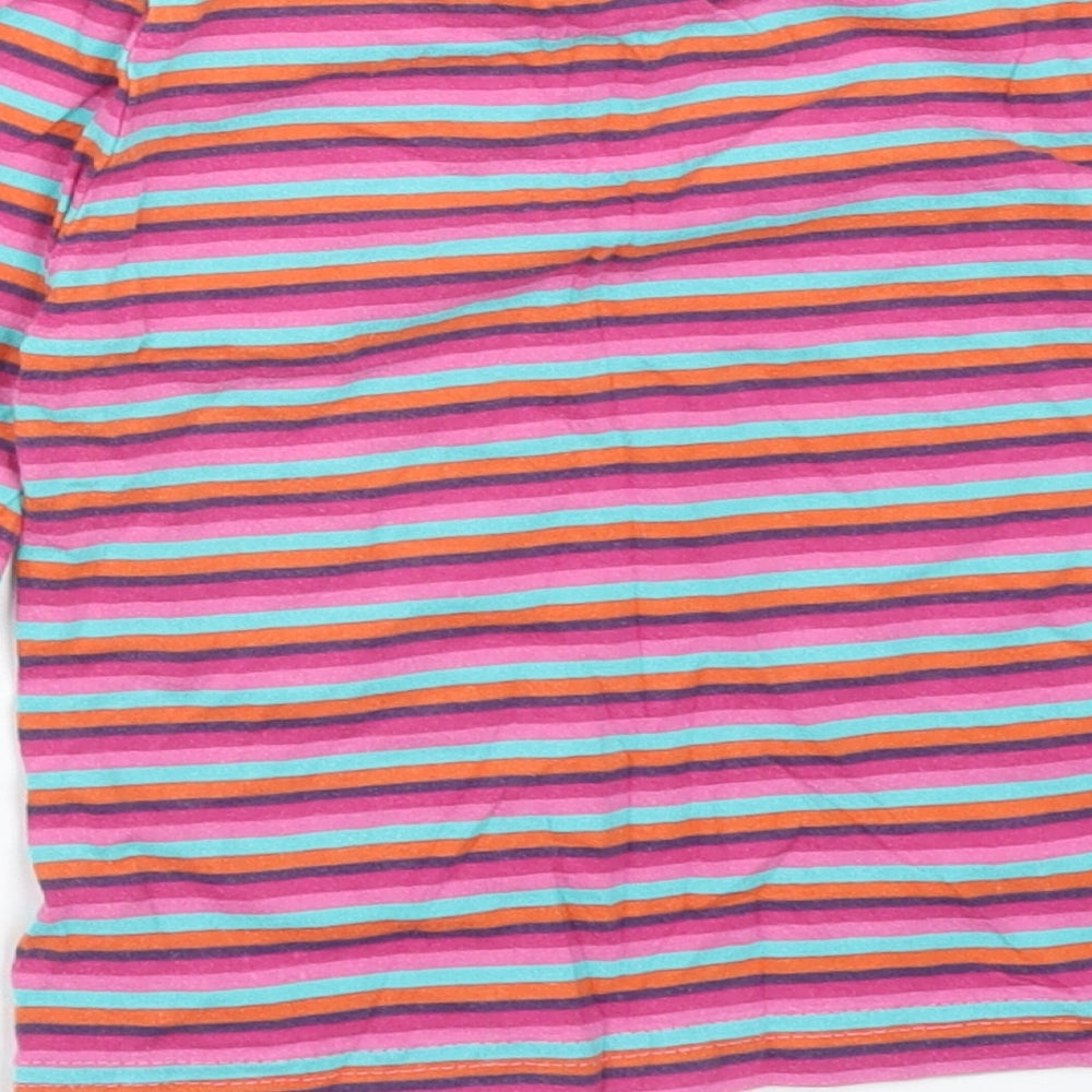Cherokee Girls Multicoloured Striped Cotton Pullover T-Shirt Size 2-3 Years Round Neck
