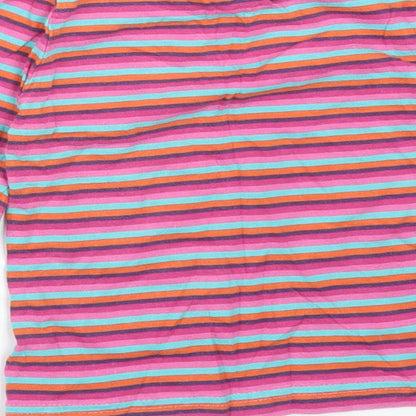 Cherokee Girls Multicoloured Striped Cotton Pullover T-Shirt Size 2-3 Years Round Neck