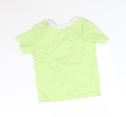 George Boys Green  Cotton Basic T-Shirt Size 0-3 Months Round Neck  - DINOSAURS