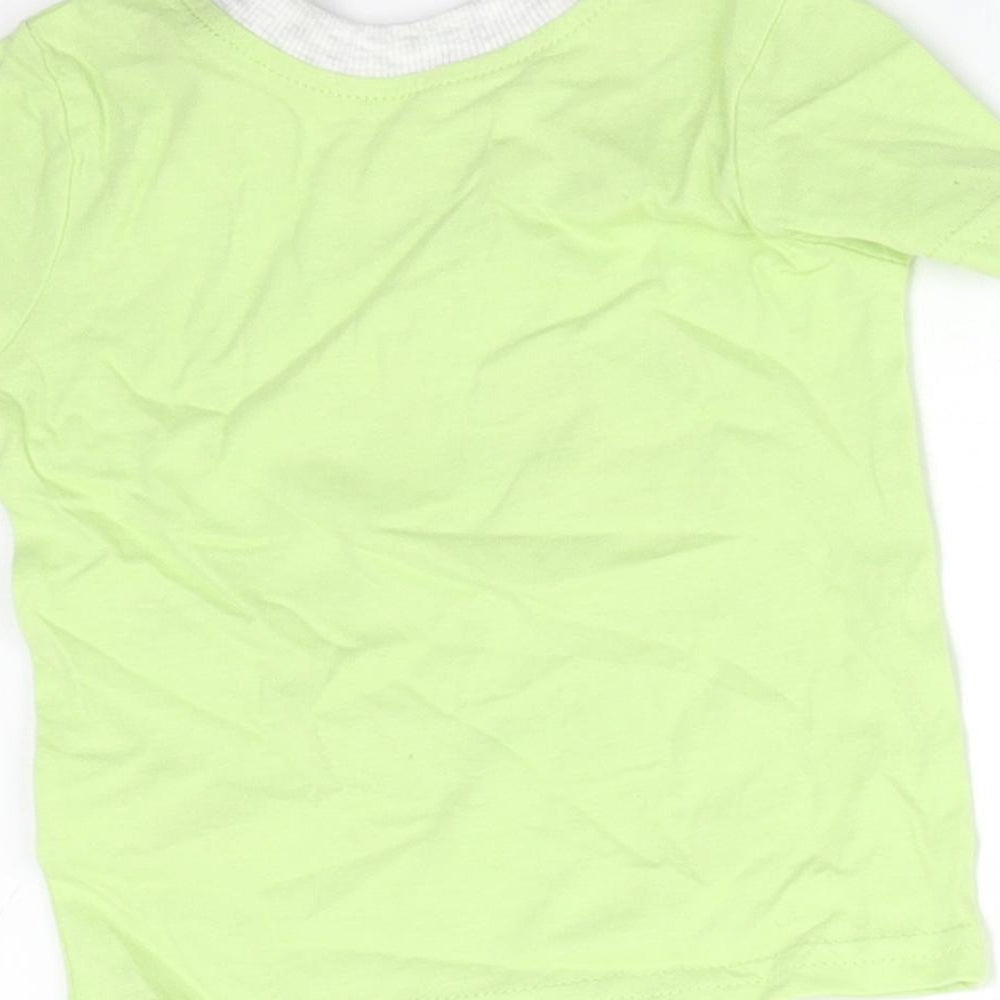 George Boys Green  Cotton Basic T-Shirt Size 0-3 Months Round Neck  - DINOSAURS