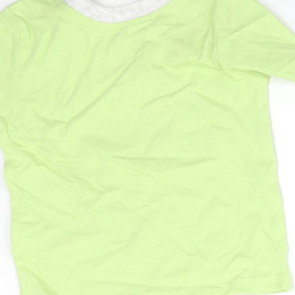 George Boys Green  Cotton Basic T-Shirt Size 0-3 Months Round Neck  - DINOSAURS