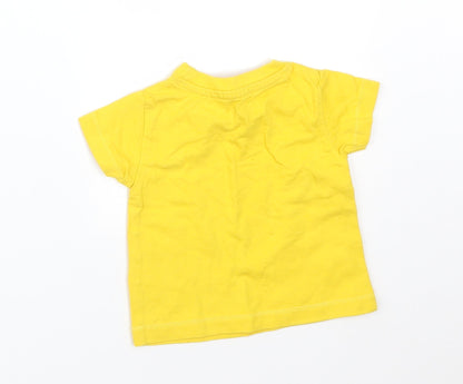 Peacocks Baby Yellow  Cotton Basic T-Shirt Size Newborn Round Neck  - DADDY'S NUMBER 1