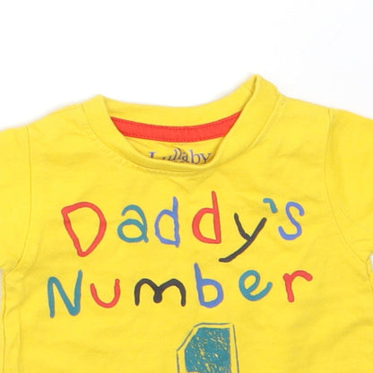 Peacocks Baby Yellow  Cotton Basic T-Shirt Size Newborn Round Neck  - DADDY'S NUMBER 1