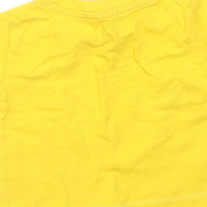 Peacocks Baby Yellow  Cotton Basic T-Shirt Size Newborn Round Neck  - DADDY'S NUMBER 1