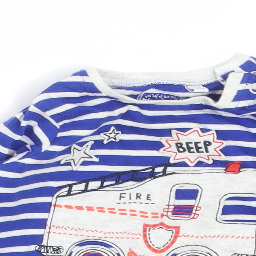 Blue Zoo Boys Multicoloured Striped Cotton Basic T-Shirt Size 0-3 Months Round Neck  - FIRE ENGINE