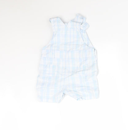 Mothercare Boys Blue Check Cotton Dungaree One-Piece Size Newborn