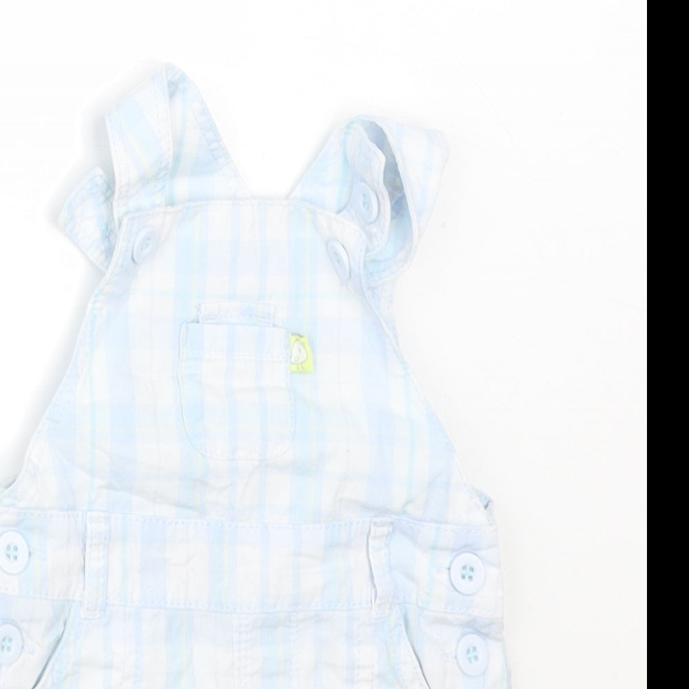 Mothercare Boys Blue Check Cotton Dungaree One-Piece Size Newborn