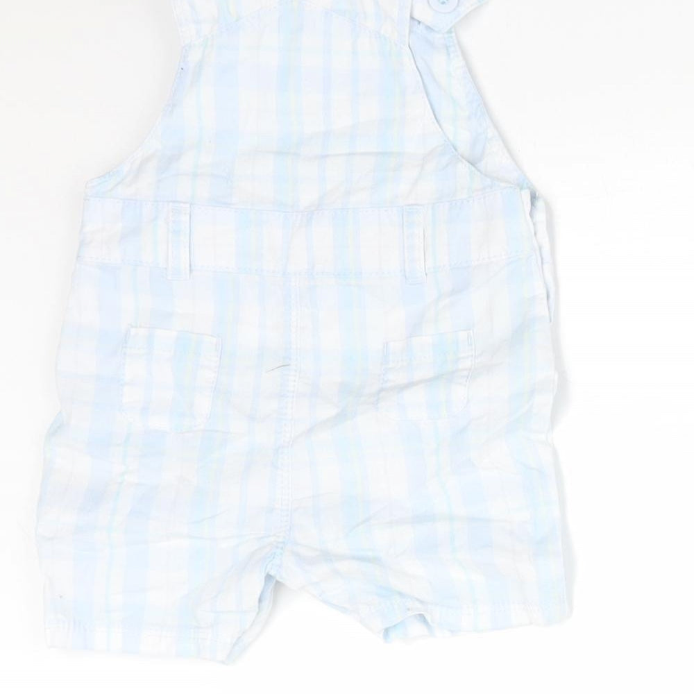 Mothercare Boys Blue Check Cotton Dungaree One-Piece Size Newborn