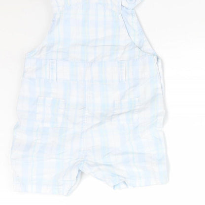 Mothercare Boys Blue Check Cotton Dungaree One-Piece Size Newborn