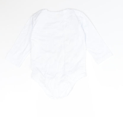 Preworn Boys White  Cotton Babygrow One-Piece Size 12 Months   - LITTLE BROTHER