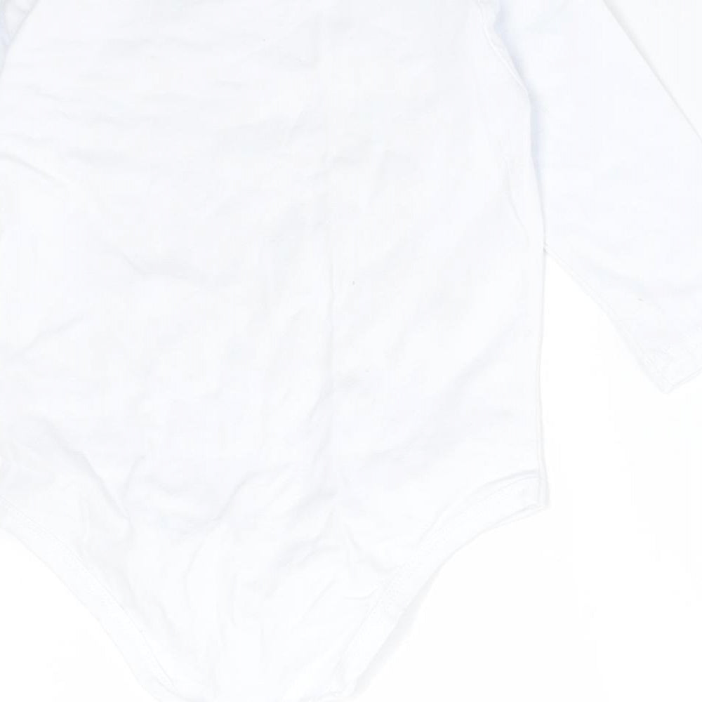 Preworn Boys White  Cotton Babygrow One-Piece Size 12 Months   - LITTLE BROTHER