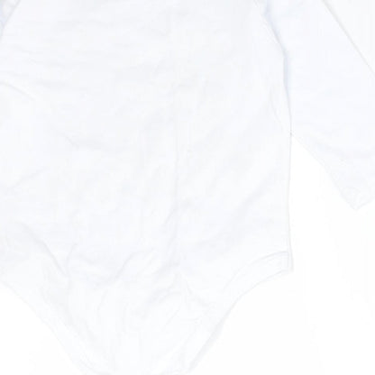 Preworn Boys White  Cotton Babygrow One-Piece Size 12 Months   - LITTLE BROTHER