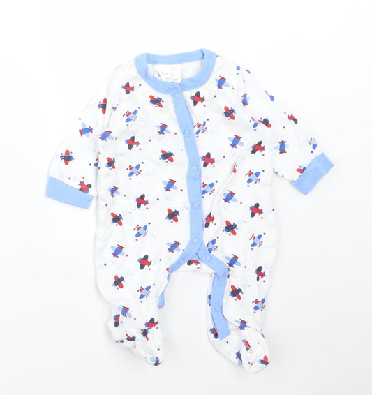 Front view of MOON&STARS boys’ multicoloured cotton babygrow one-piece size newborn - planes