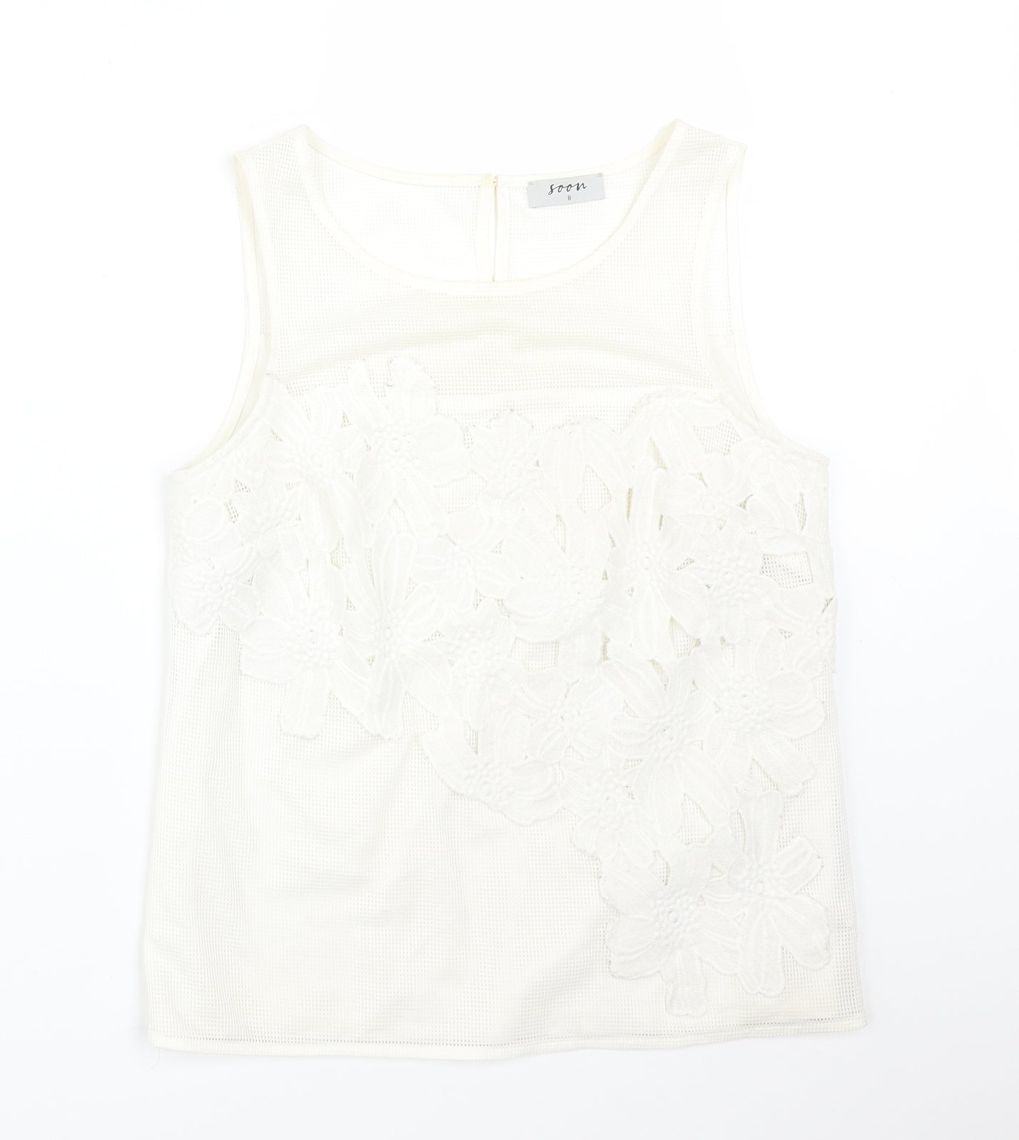 Womens UK Size 8 Soon White Basic T-Shirt