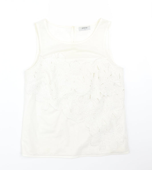 Womens UK Size 8 Soon White Basic T-Shirt