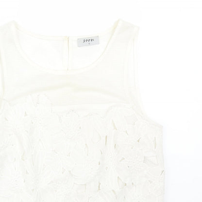 Womens UK Size 8 Soon White Basic T-Shirt