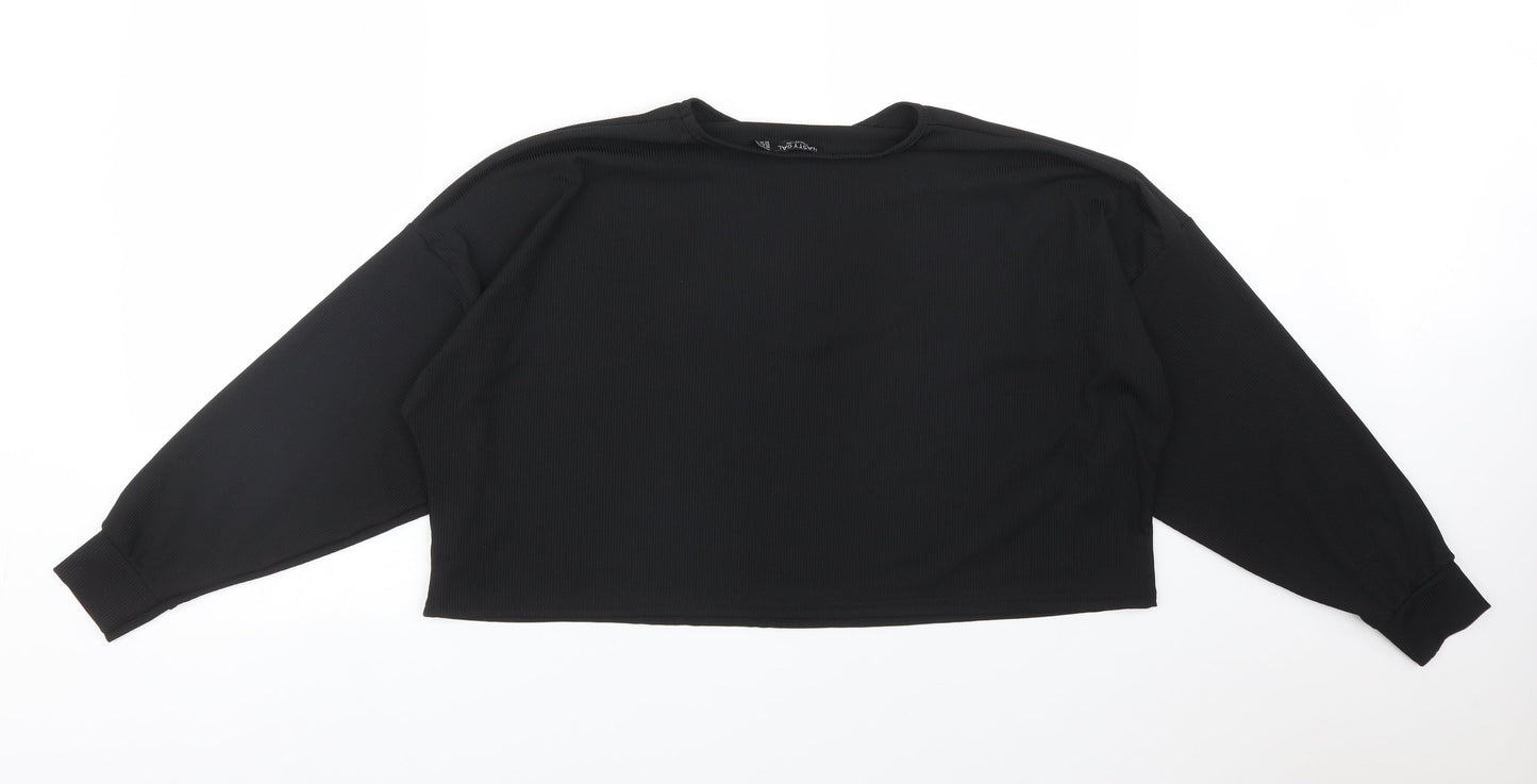Nasty Gal Womens Black  Polyester Pullover Sweatshirt Size 12