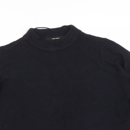 VERO MODA Womens Blue Striped Acrylic Basic T-Shirt Size M Mock Neck