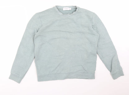 Topshop Mens Green Striped Cotton Pullover Sweatshirt Size M