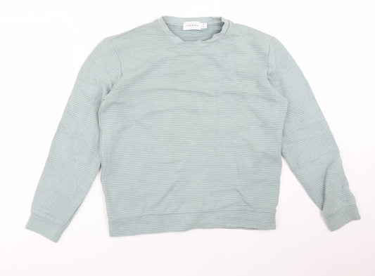 Topshop Mens Green Striped Cotton Pullover Sweatshirt Size M