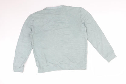 Topshop Mens Green Striped Cotton Pullover Sweatshirt Size M