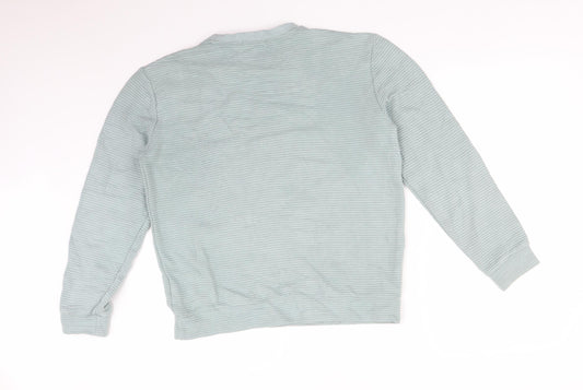 Topshop Mens Green Striped Cotton Pullover Sweatshirt Size M