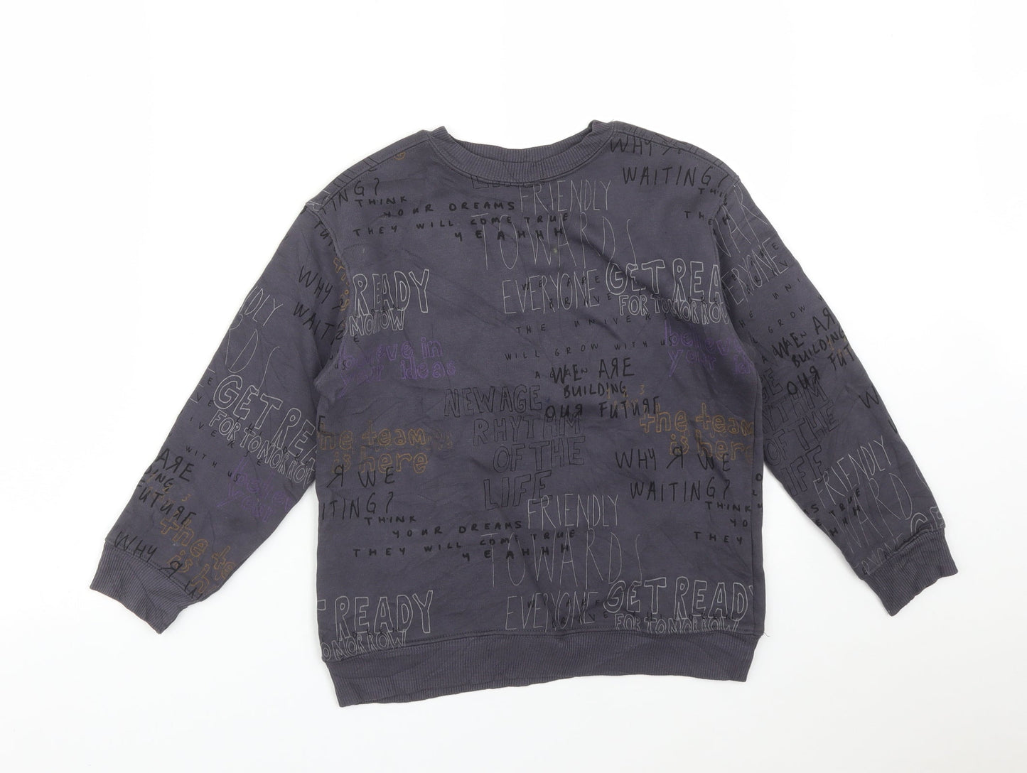 Zara Girls Grey Geometric Cotton Pullover Sweatshirt Size 8 Years