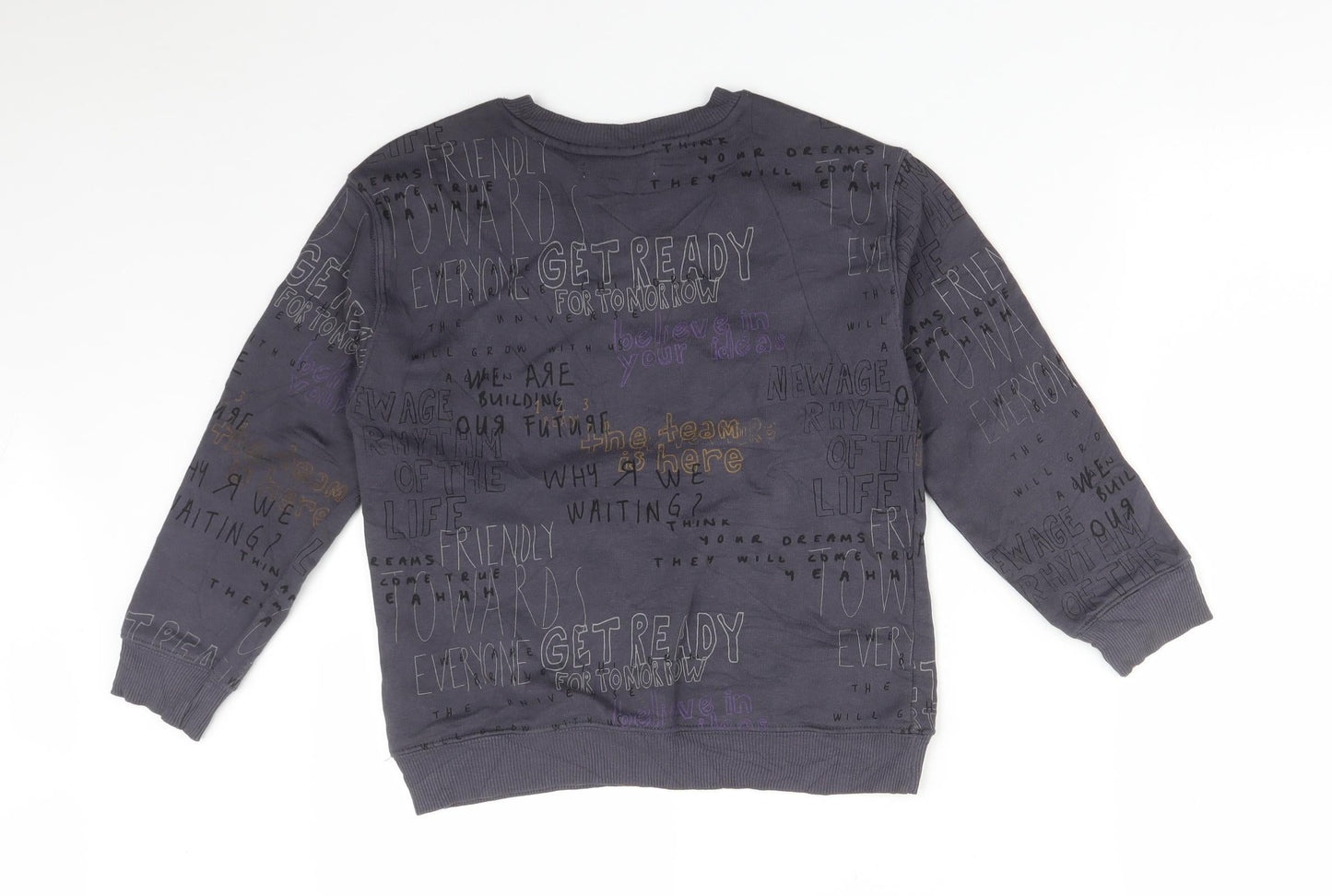 Zara Girls Grey Geometric Cotton Pullover Sweatshirt Size 8 Years