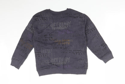 Zara Girls Grey Geometric Cotton Pullover Sweatshirt Size 8 Years