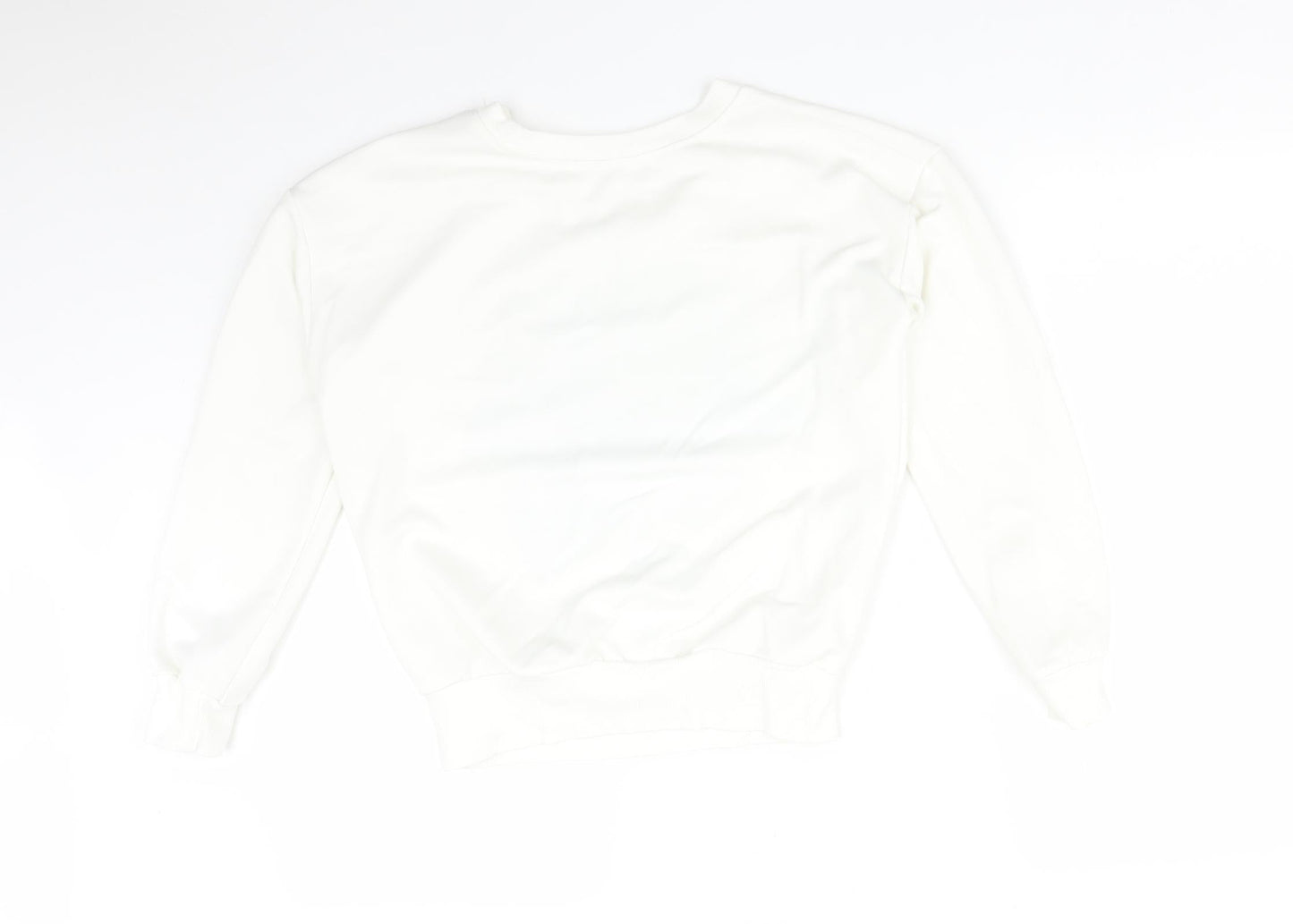 Preworn Womens White Floral  Pullover Sweatshirt Size S