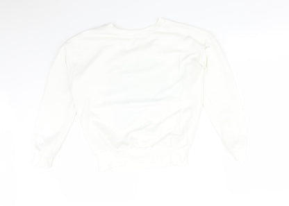 Preworn Womens White Floral  Pullover Sweatshirt Size S
