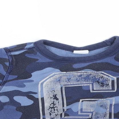 Gap Boys Blue Camouflage Cotton Pullover Jumper Size 18-24 Months