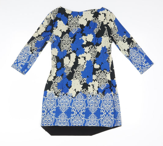 Atmosphere Womens Blue Floral Polyester A-Line  Size 12 Round Neck