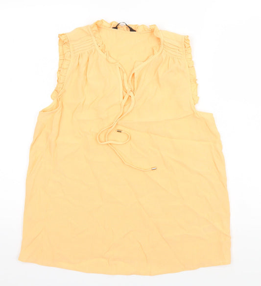 F&F Womens Orange  Viscose Basic Polo Size 12 Round Neck