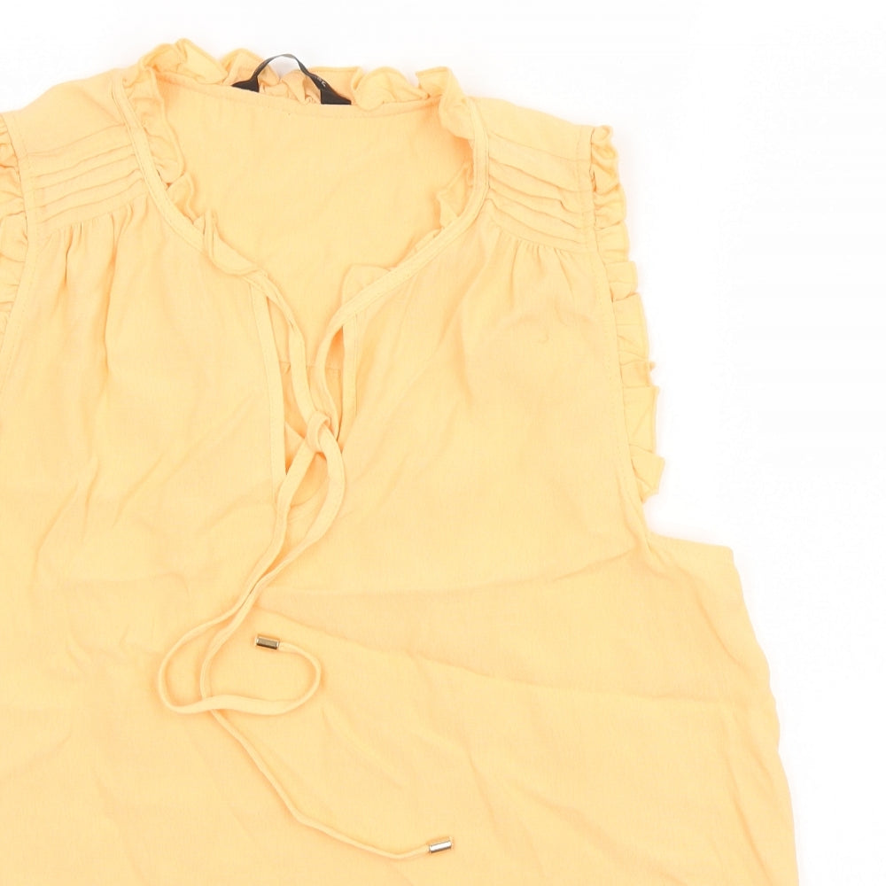 F&F Womens Orange  Viscose Basic Polo Size 12 Round Neck