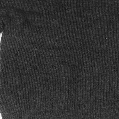 F&F Womens Grey Round Neck Striped Polyester Cardigan Jumper Size S