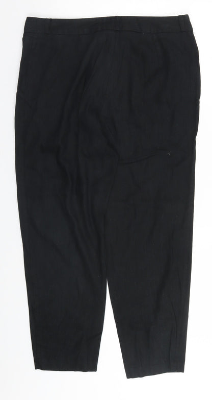 Marks and Spencer Womens Black  Flax Trousers  Size 12 L24 in Regular