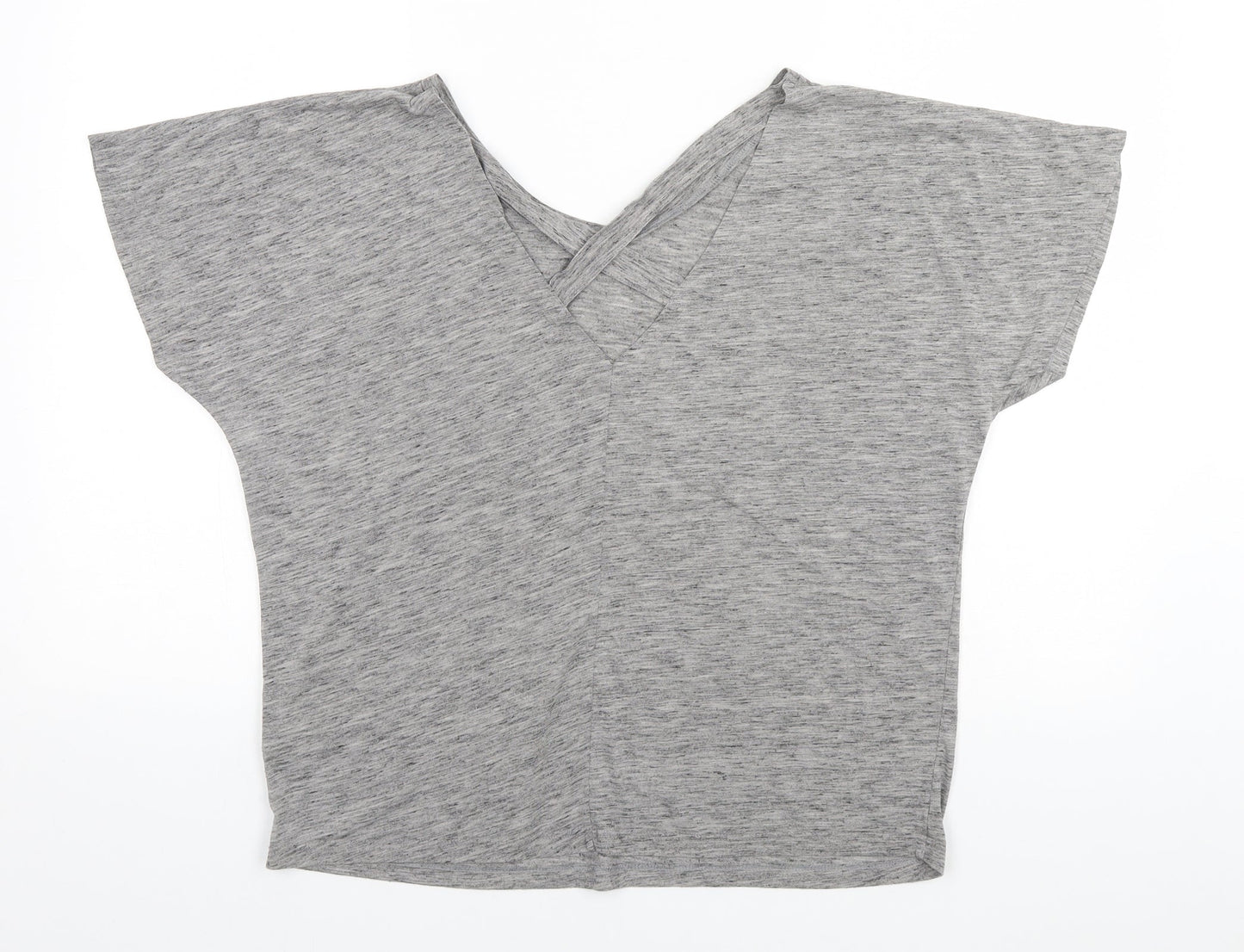 Matalan Womens Grey  Polyester Basic T-Shirt Size 12 V-Neck