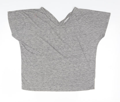 Matalan Womens Grey  Polyester Basic T-Shirt Size 12 V-Neck