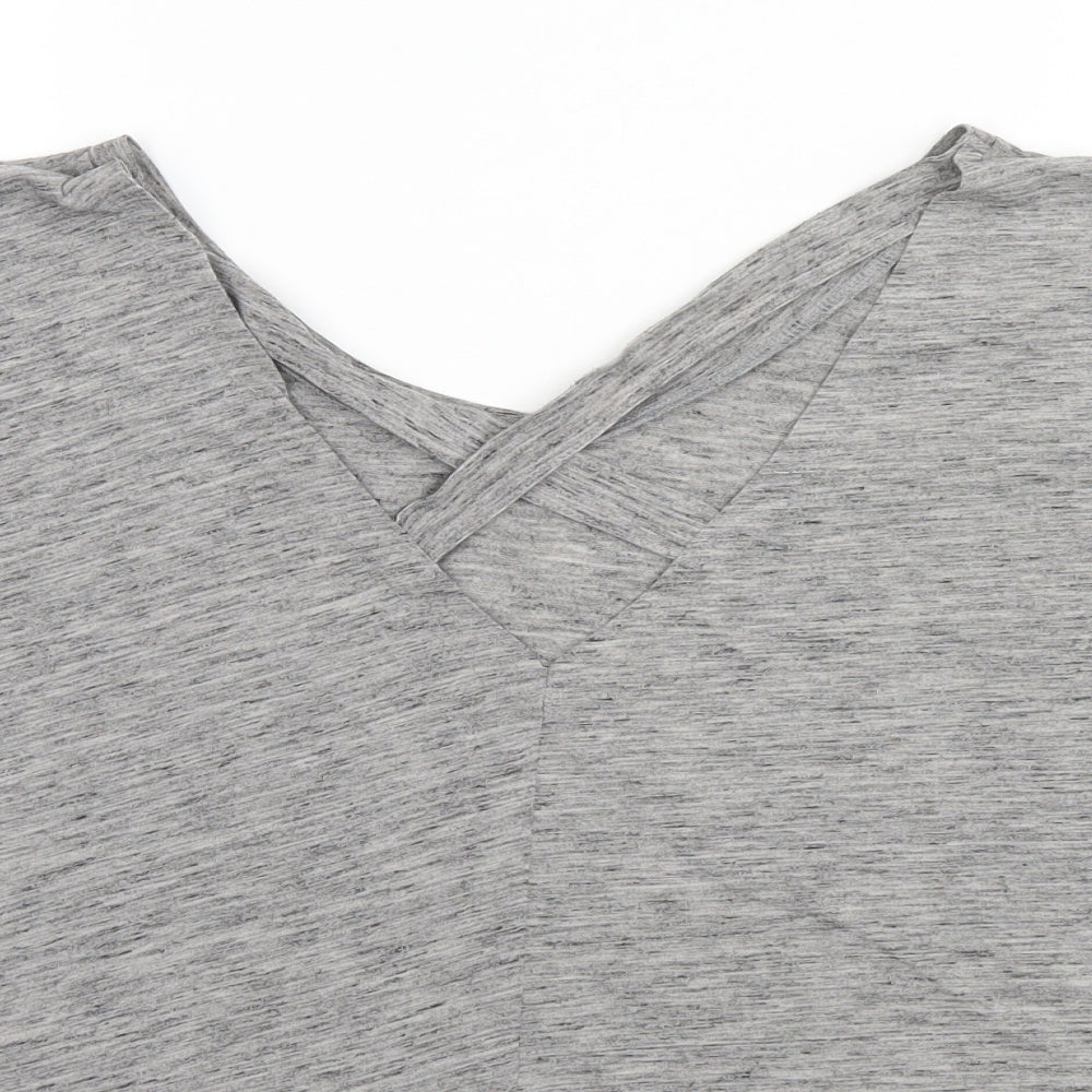 Matalan Womens Grey  Polyester Basic T-Shirt Size 12 V-Neck