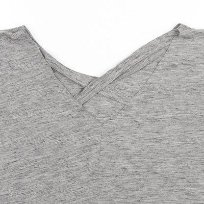 Matalan Womens Grey  Polyester Basic T-Shirt Size 12 V-Neck
