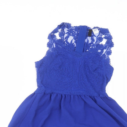 H&M Womens Blue  Polyester A-Line  Size 6 Round Neck