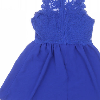 H&M Womens Blue  Polyester A-Line  Size 6 Round Neck