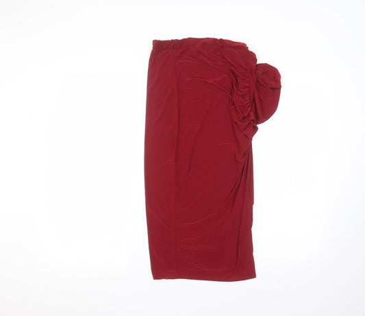 Boohoo Womens Red  Polyester A-Line Skirt Size 10