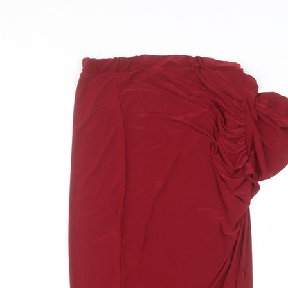 Boohoo Womens Red  Polyester A-Line Skirt Size 10
