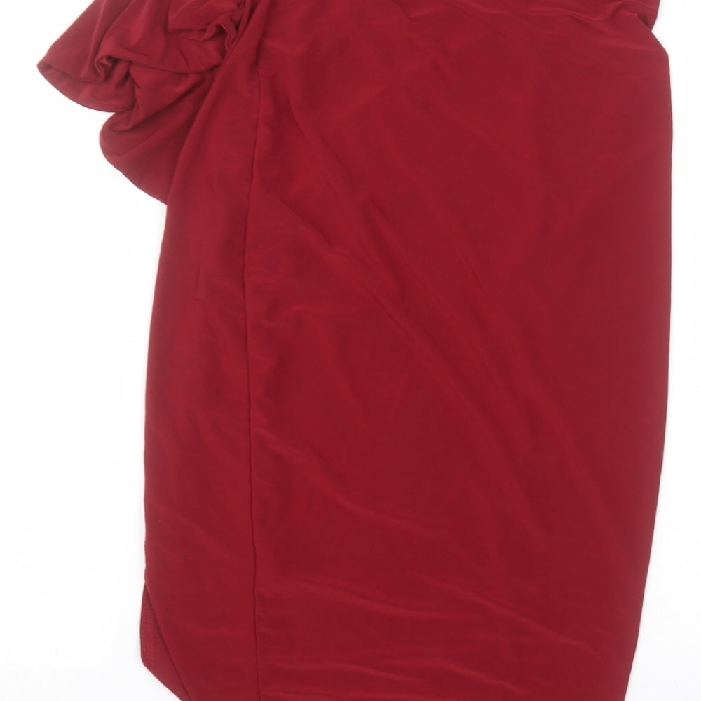 Boohoo Womens Red  Polyester A-Line Skirt Size 10