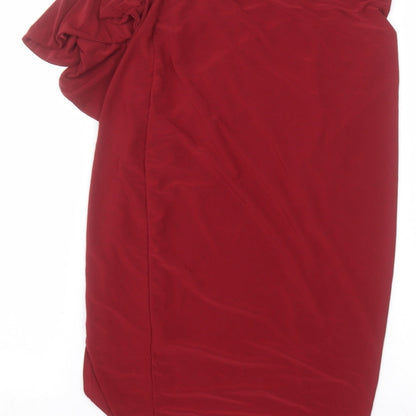 Boohoo Womens Red  Polyester A-Line Skirt Size 10