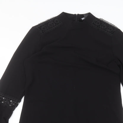 Primark Womens Black  Polyester Basic Blouse Size 6 Round Neck