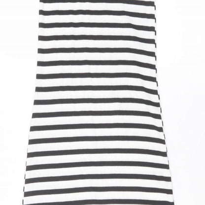 New Look Womens White Striped Polyester A-Line  Size 8 Round Neck