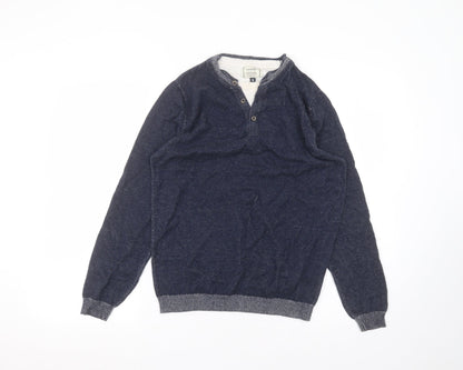 George Womens Blue Round Neck  Cotton Pullover Jumper Size S